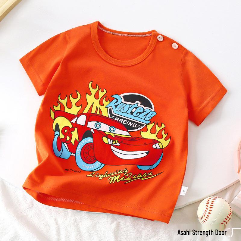 Kids' Cartoon Short Sleeve T-Shirt: Korean Style for Boys and Girls