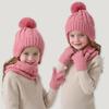 3Pcs/Set Kids Hat Scarf Gloves Set Colorful Twist Texture Hat Thickened Plush Lining Neck Gaiter Knitted Gloves Set