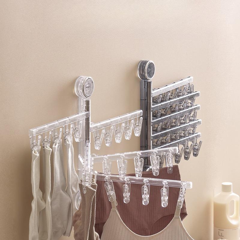 Saugknopf Faltbarer Wäscheständer, Aufbewahrungsregal, Bohrfreier Kleiderständer, Haushalts-Socken, Balkon-Wäscheständer