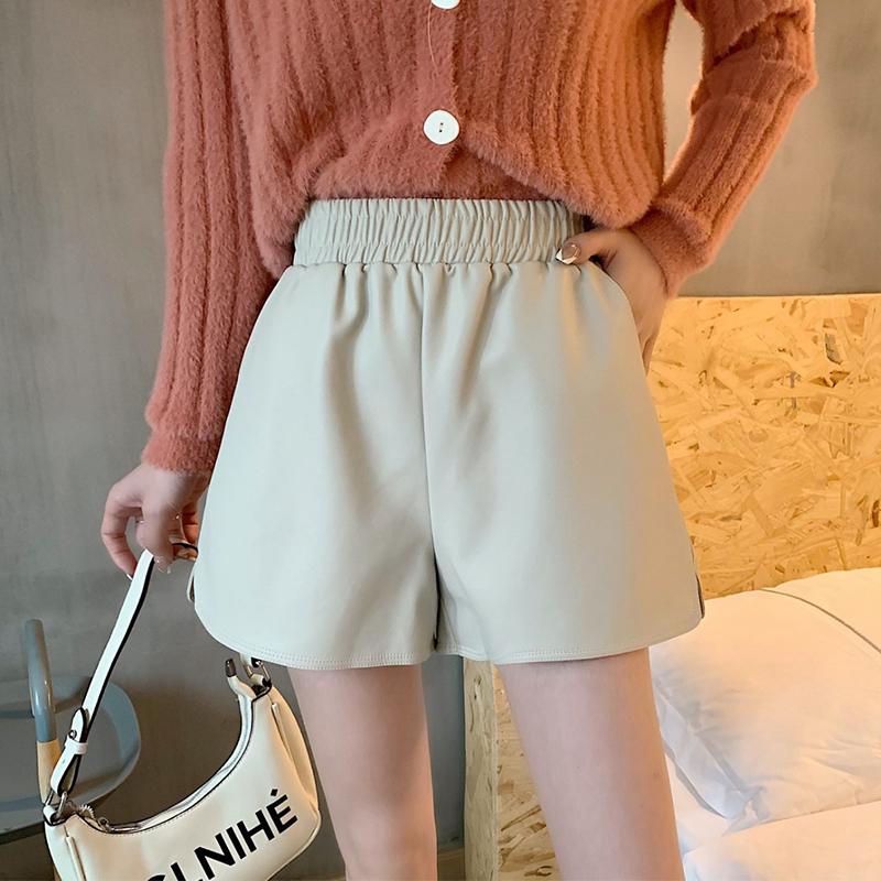 

Шорты, женские свободные широкие штаны больших размеров, модные кожаные брюки с тонкой высокой талией 5XL абрикосовый