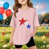 Kinder Kurzarm-T-Shirt mit Sternenprint Unabhängigkeitstag Oberteil Lässiges Rundhals-T-Shirt für Jungen und Mädchen Sommerkleidung