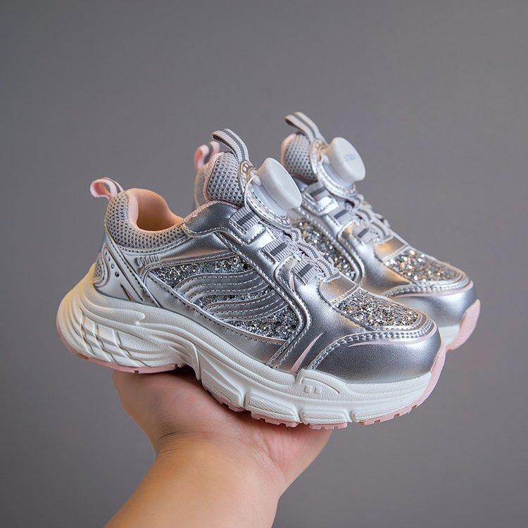 

Children s sports shoes 2025 spring and autumn new girls middle-aged and older children s dad shoes rotating buckle fashionable versatile running s 37 розовый