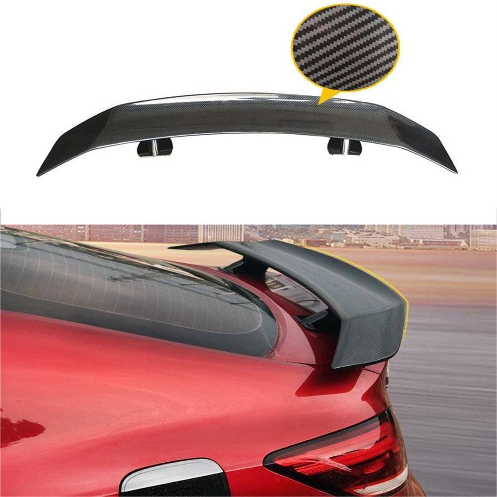 Car Spoiler Universal No Drilling Large Fixed Wing With Light Carbon Fiber Pattern Car Bumper Tail Wing Cars Accessories