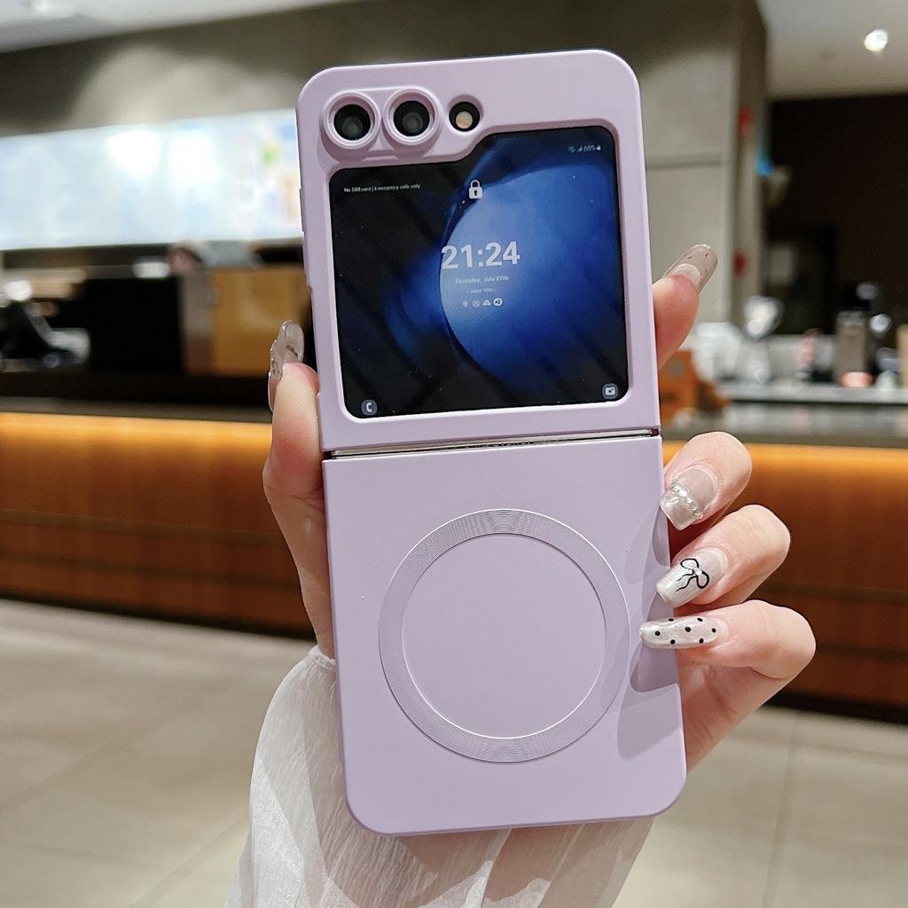 Magsafe Is Suitable for Samsung ZFlip7 Liquid Silicone Mobile Phone Case ZFlip5 Magnetic Suction Hole ZFlip6 Anti Fall