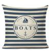 Blue Stripe Compass Boat Cushion Cover Nautical Style Decorative Cushions for Sofa Linen Pillow Case Home Decor Pillow Cover