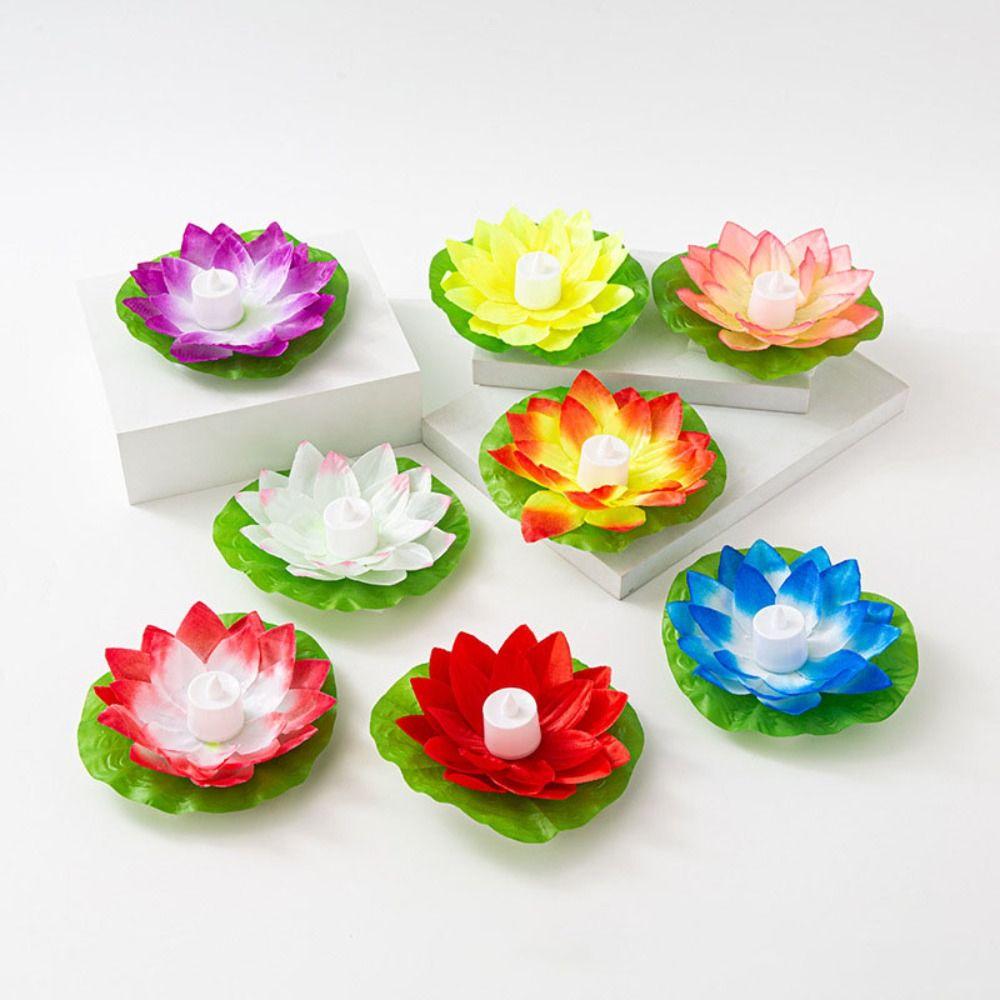 Waterproof Artificial Lotus Lamp LED Electronic Candle Lotus Night Light  Swimming Pool