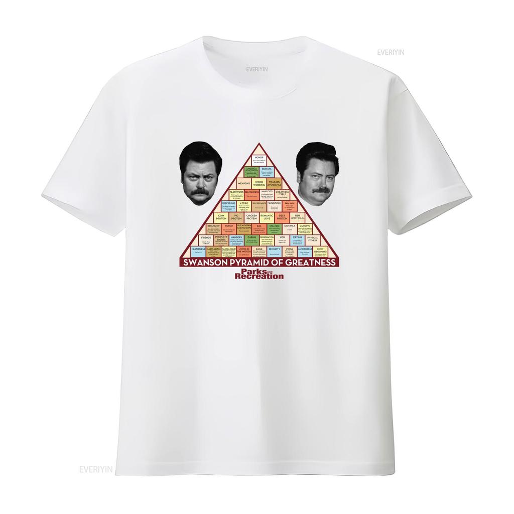Mens Parks and Recreation Swanson Pyramid Of Greatness T Shirt Unique Design for Fans Vintage Washed Designer Clothes