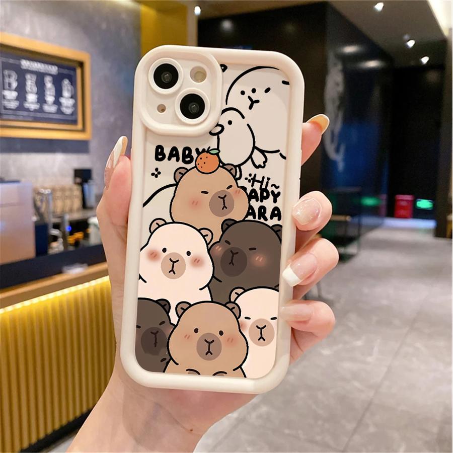 Cute Capybara Silicone Phone Case For iPhone 11 12 13 14 15 16 17 Pro Max X XS XR 7 8 Plus 16E Shockproof Bumper Soft Cover
