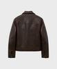 Noirer Antique Cow Leather Trucker Jacket (Brown)