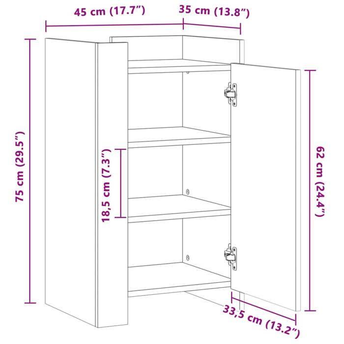 VidaXL Buffet noir 45x35x75 cm bois d’ingénierie, armoire, armoire latérale, armoire de rangement, armoire, placard, buffet 848396