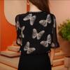 Bluză de vară pentru femei mărimi mari, lejeră, cu imprimeu floral, gât rotund, din șifon, tricou floral cu mânecă scurtă
