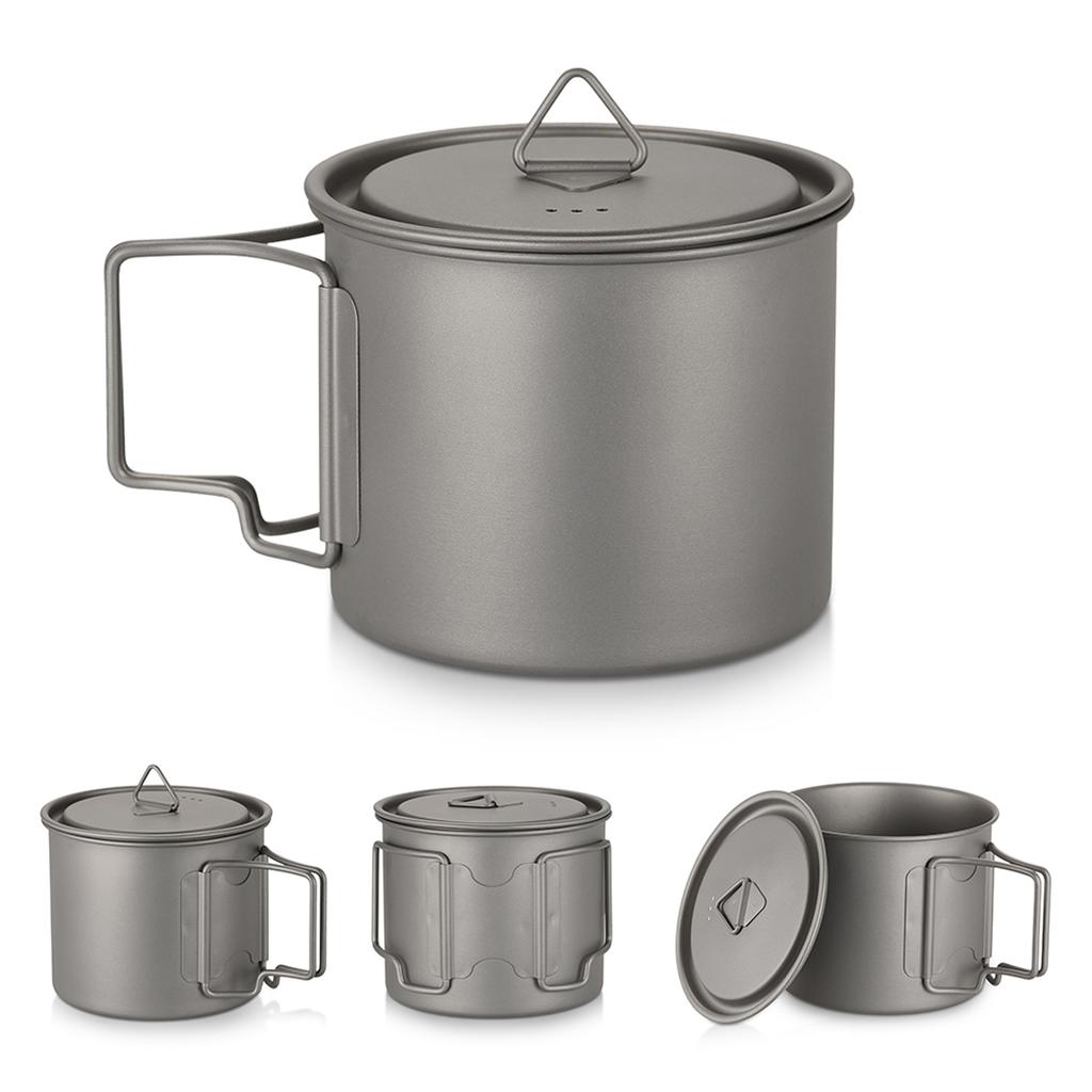 Ultralehký titanový hrnek Outdoor Přenosný Kempingový Piknikový Hrnky na vodu se sklopnou rukojetí 300ml / 350ml / 450ml / 550ml / 650ml