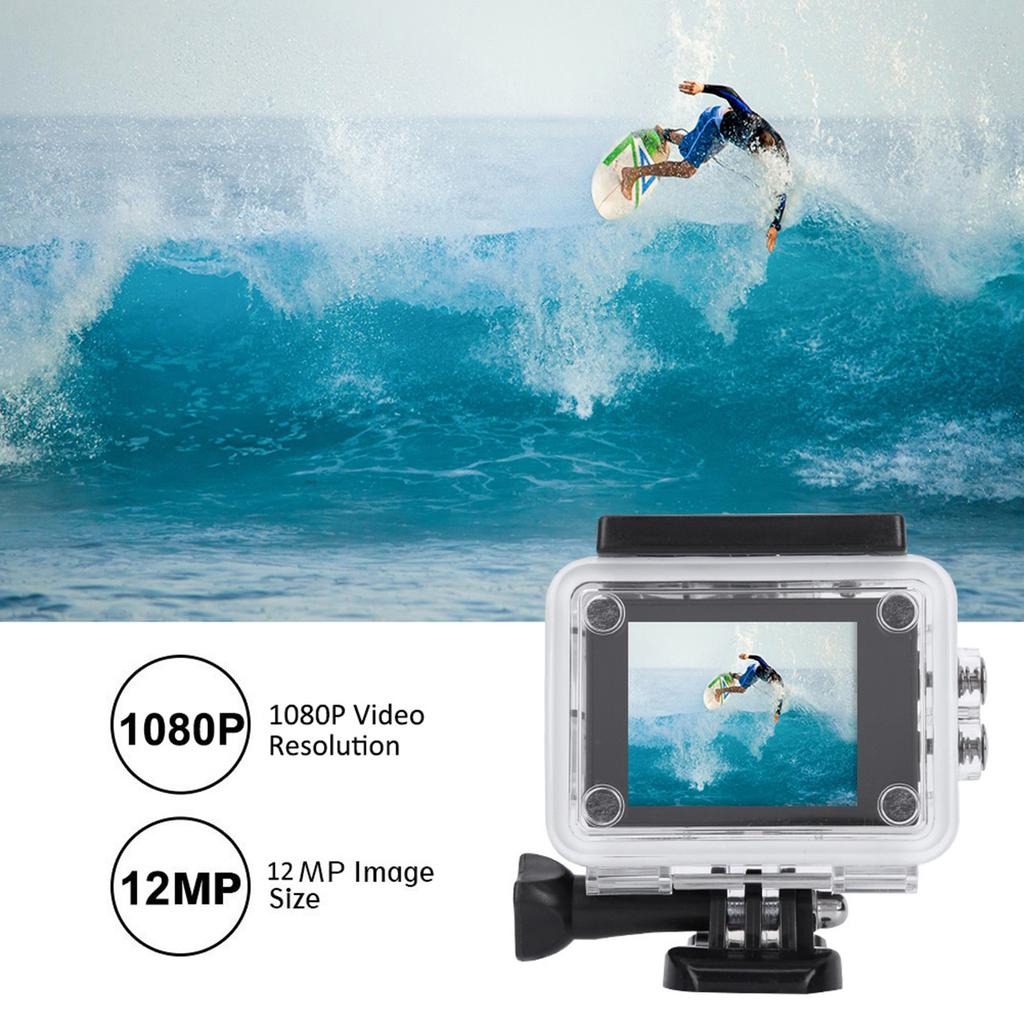 1080P HD 2inch LCD Screen Sports 30m Waterproof Action Camera Set with Battery