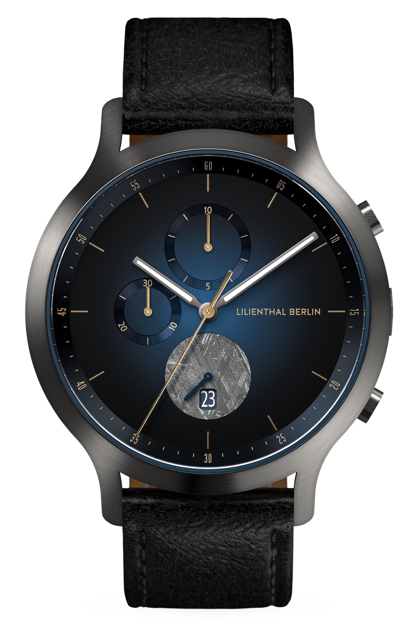 

Lilianthal Berlin Chronograph Watch with Date Display and Made in Black Men s Meteorite, Germany, C01-025-B004FB, синій