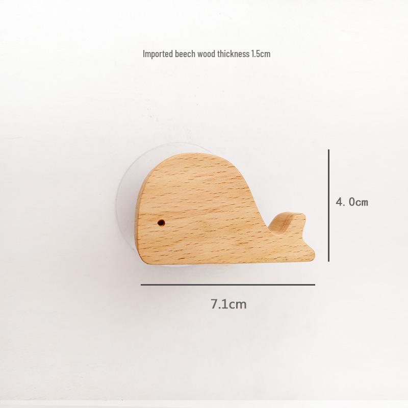 

Creative Beech Wood Adhesive Hooks – Funny Animal Design Coat & Hat Hooks for Behind-the-Door Use