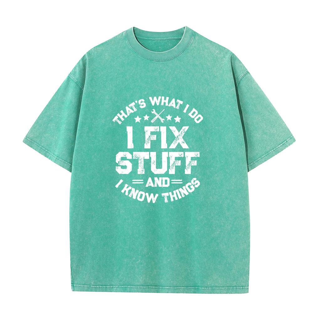 Herren Lustiges Ich repariere Sachen Washed Style T-Shirt Mechaniker Ingenieur Garage Gebleicht Bleichmittel Stil T-Shirt