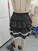 Sweetheart Patchwork Lace Trim Polka Dot Layered A-line Skirt