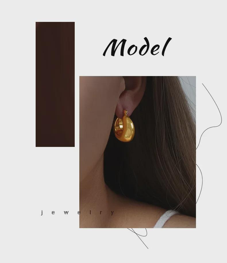 Versatile Geometric Gold-Plated Arc Earrings in Titanium Steel