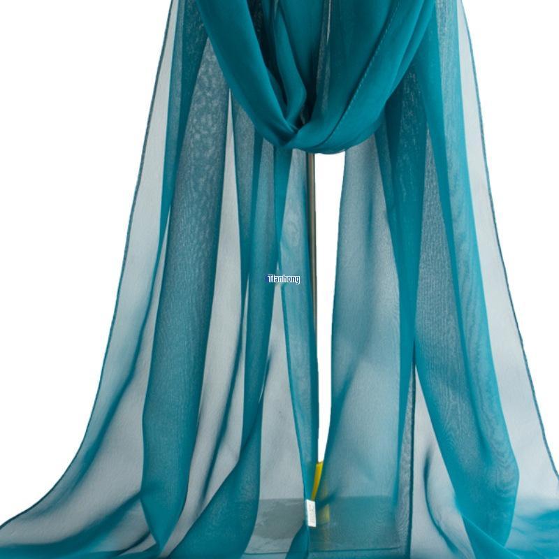 Vielseitiger Damen-Seidenschal: Georgette im koreanischen Stil für Frühling & Herbst, Lang, Einfarbig, Sonnenschutz, Ideal für Square Dance & Sommer-Schal.