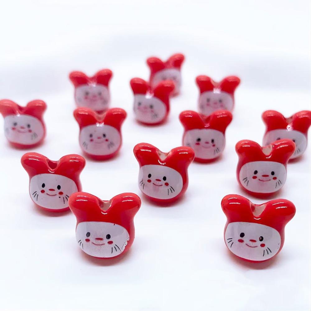 10Pcs Rabbit Colorful Chinchillas Ceramic Beads Ceramic Rabbit Shape Porcelain Bead  Jewelry Making