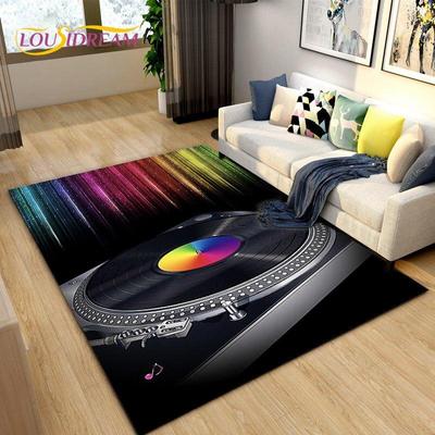 Tapis de zone de disque vinyle de musique créative 3D, tapis pour salon, chambre à coucher, canapé, paillasson de cuisine et de salle de bains, tapis de sol antidérapant