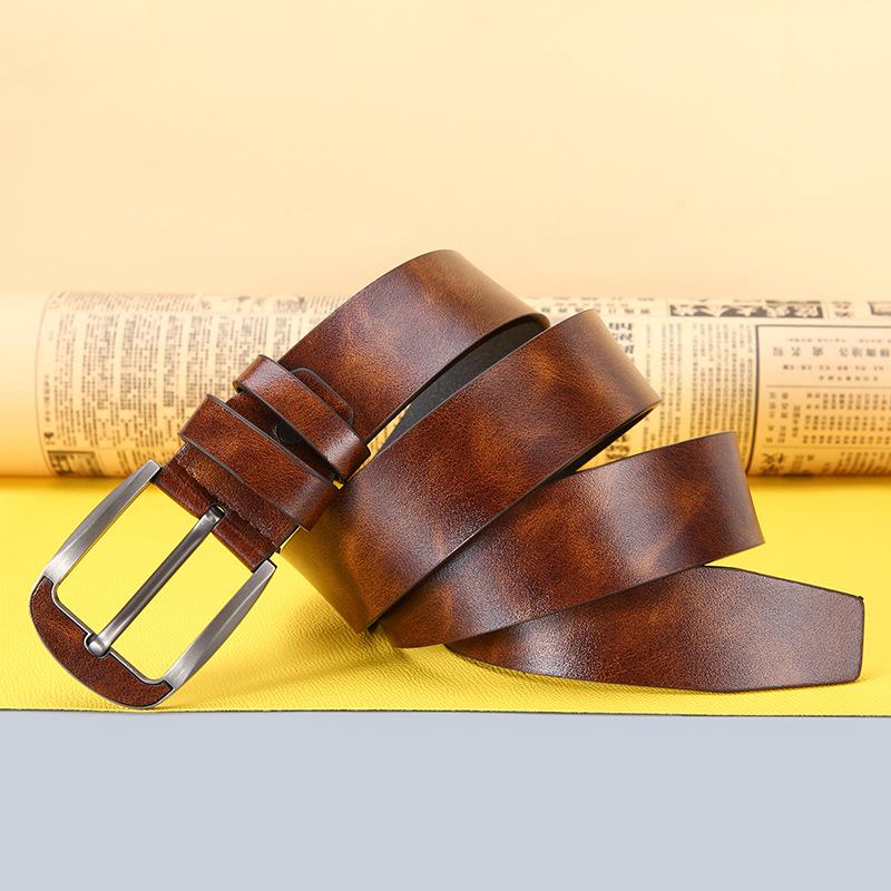 Men's TPU Strap with Leather Sticker and Needle Buckle Fashionable Casual Versatile Trendy Business Belt