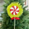 2PCS/SET Christmas Tree Picks Decorations, Polyester Plush Candy with Green & Red Lollipop, Festive Xmas Branch Ornaments