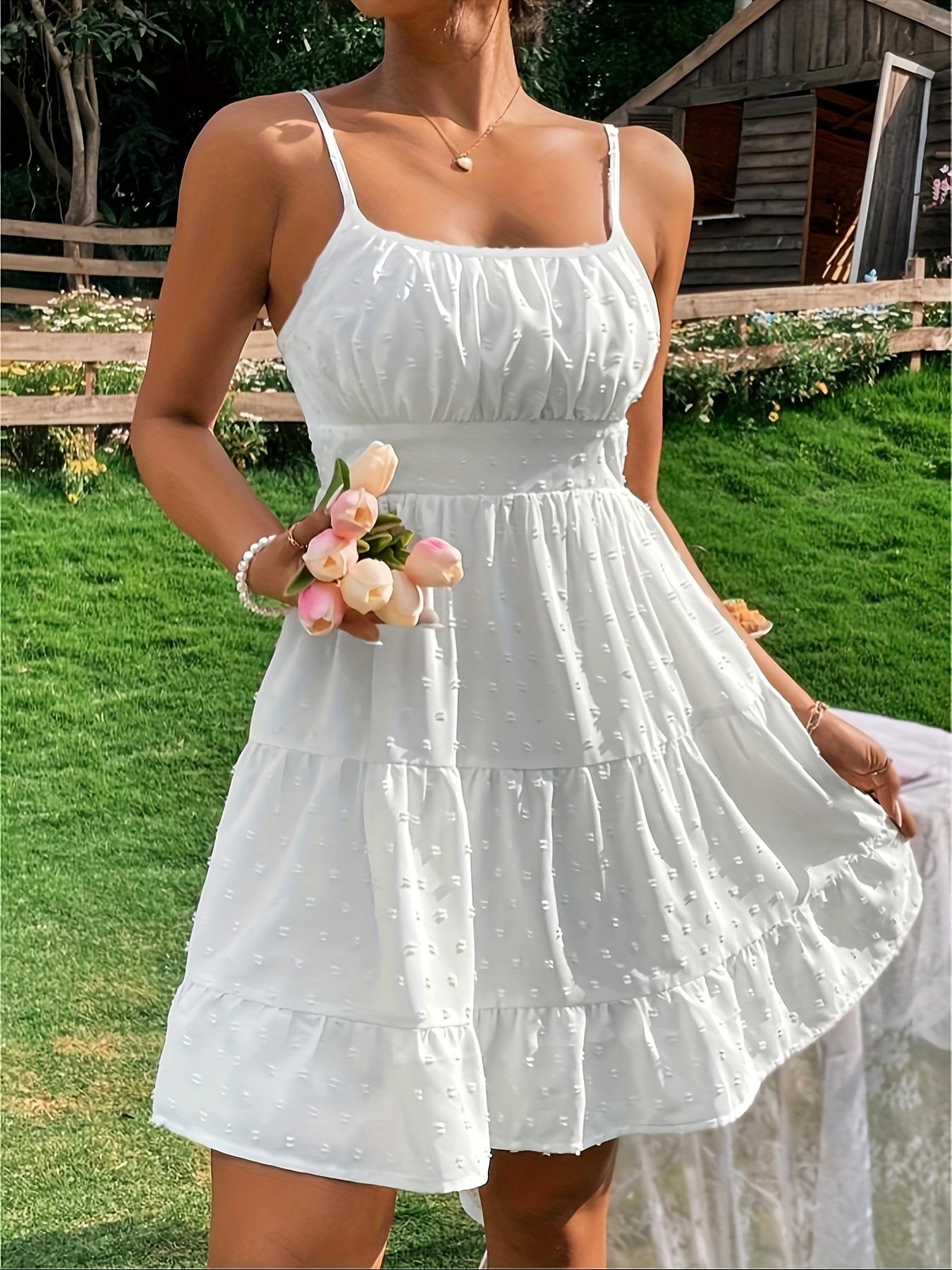 New 2026 cross-border Amazon independent station summer Swiss polka dot polka dot, suspender dress S