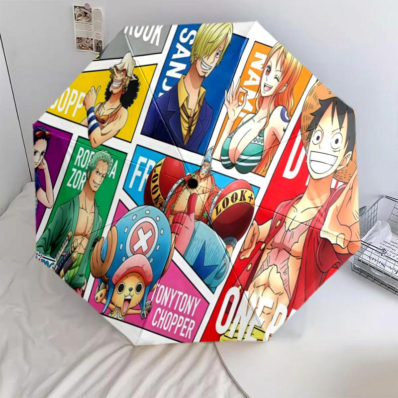 1 Stück Automatischer Faltregenschirm - Anime One Piece Muster Tragbares faltbares Design Mit 8 Rippen Weihnachts-Geburtstagsgeschenke