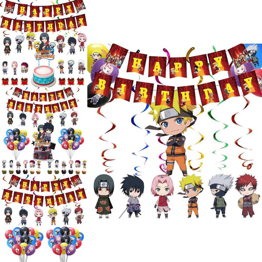 Lebhafte Naruto Ninja Partydekorationen inklusive Banner, Ballon, Kuchenaufsatz für Feiern