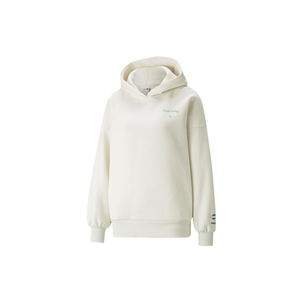 Puma Wellness Club Crew Sweatshirt With Letter Logo Women Tops Milk-White 534397-73