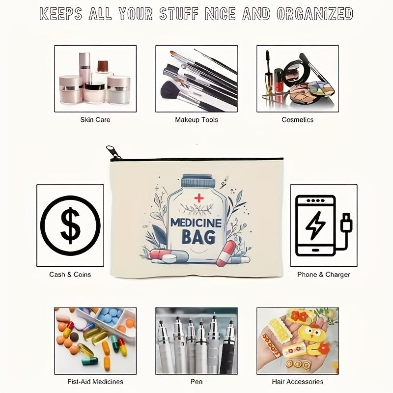 1pc Medicine Bag Travel Pouch Lightweight Foldable Cosmetic Organizer with Zipper Perfect for Storing Medications and Toiletries