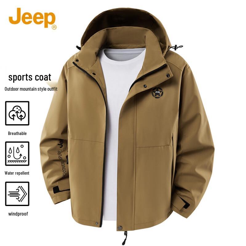 JEEP Men s Autumn Hooded Detachable Sporty Casual Jacket M