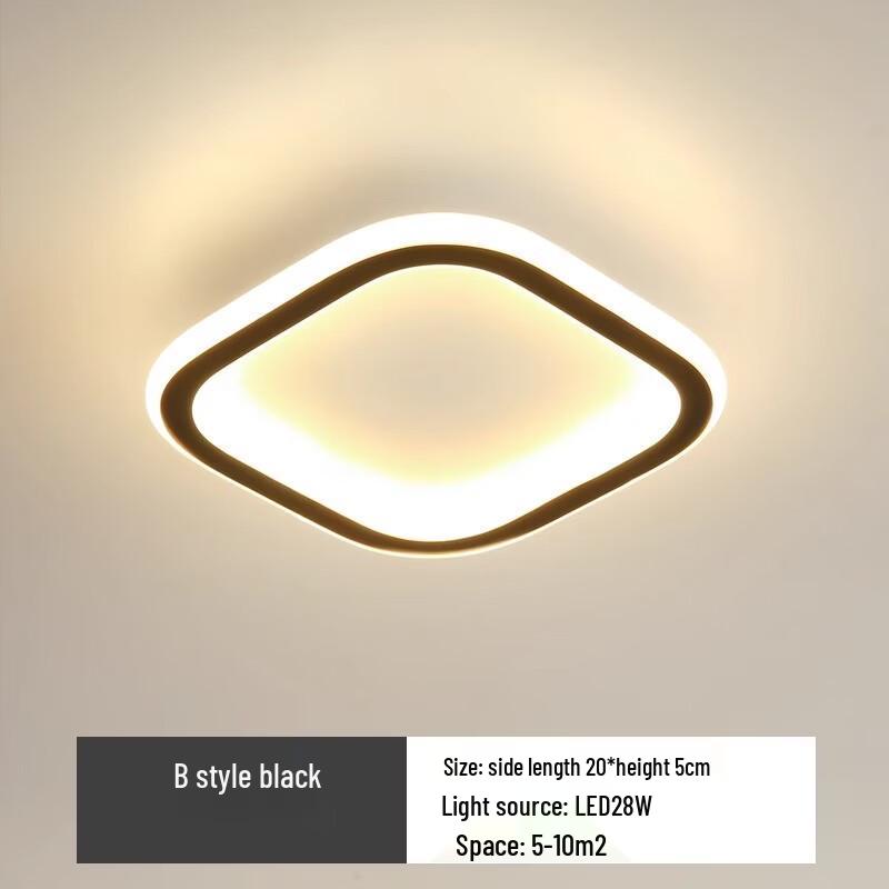 Modern Black Round LED Ceiling Light for Hallways