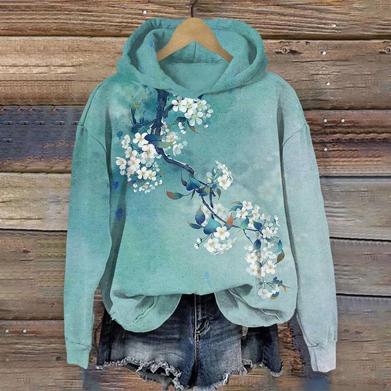 Дизайнерский женский вечерний стиль с цветочным принтом осенне-зимний повседневный свободный женский свитшот модная уличная одежда Y2K S 1980₽