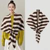 Wool Blended Women Shawl Striped Print Pashmina Wraps Elegant Triangle Scarf  Fashion Accessory