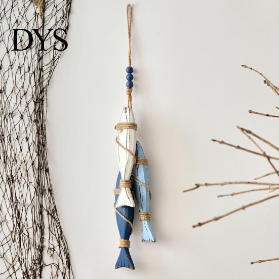Nautical Hanging Ornaments 1/2Pcs Bohemian Wooden Starfish Decoration, Handmade Fish Wall Ornament, Bedroom Rustic Wood Decor Coastal Art Pendant for