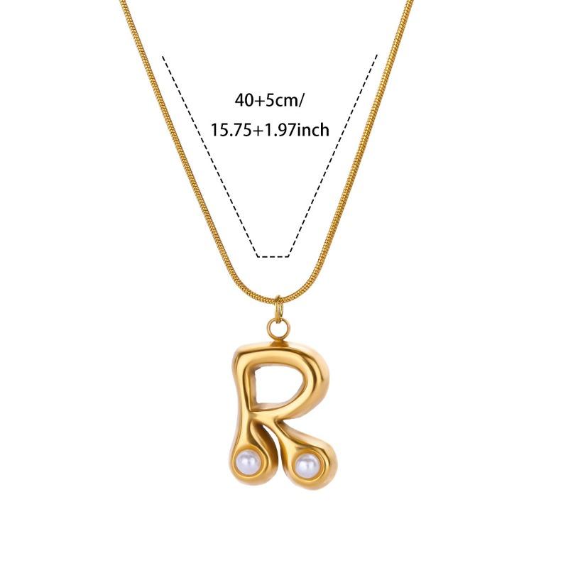 Vintage Stainless Steel Glossy Letter Necklace Female Zircon Cute Bubble English Letter Pendant Necklace New