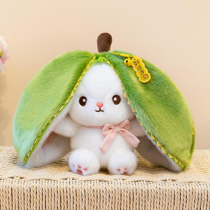 Transformable Fruit Bunny Plush Doll, Reversible Rabbit Stuffed Toy With Detachable Fruit Shell Kids Gift