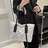 Chic Large Capacity Quilted Cotton Tote Bag For Women Trendy Street Style
