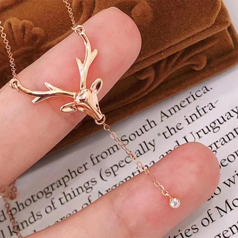 Zhou Jia Versatile Elk Necklace: Lively Deer Ears - A Xiaohongshu Christmas Gift for Her