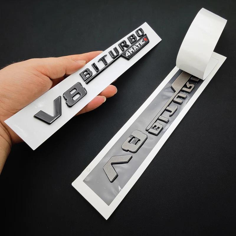 ABS Negro Letras con Logo E63S V8 BITURBO 4MATIC Insignia Emblema de Maletero de Coche Pegatina Para Mercedes Benz AMG W212 W213 Accesorios TN2