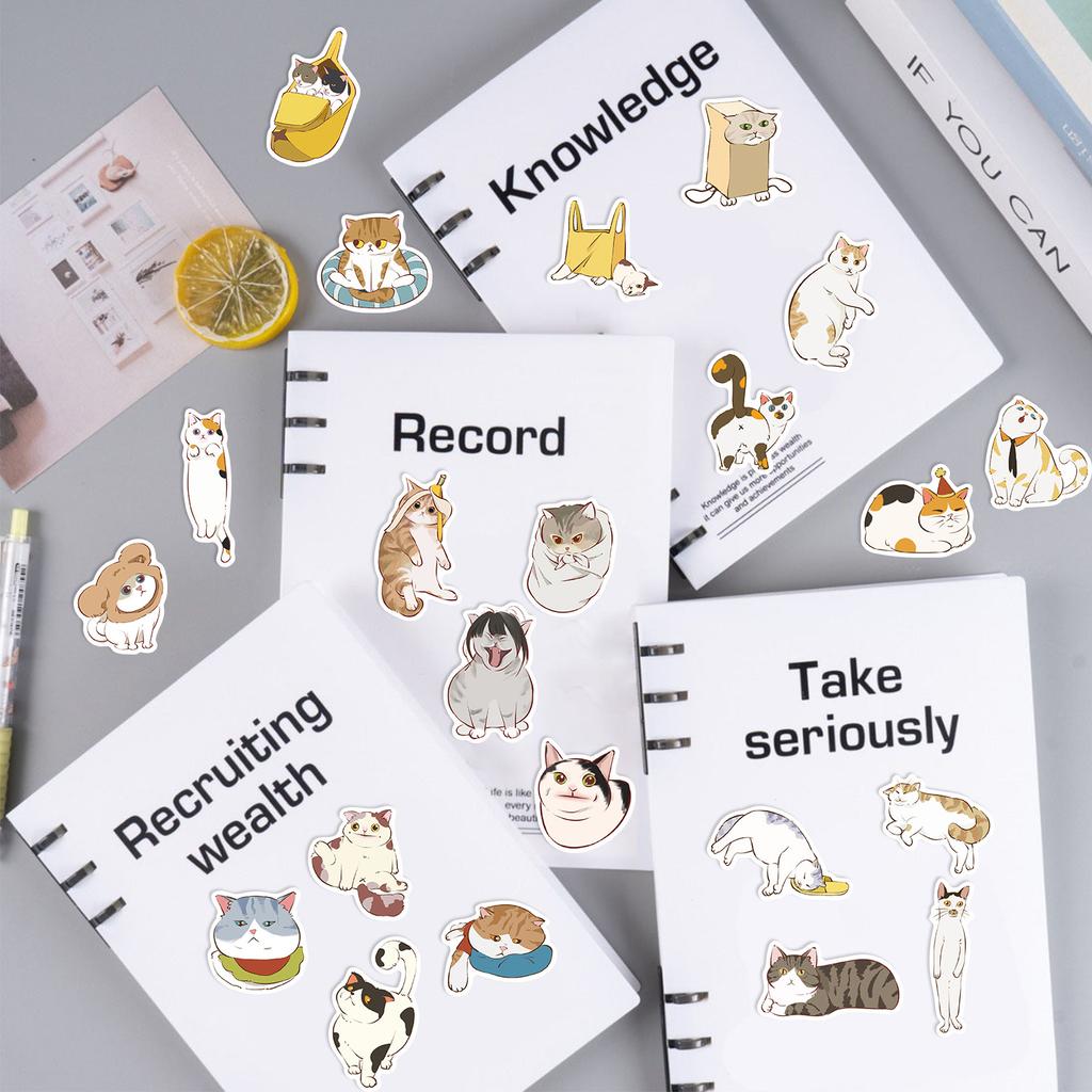 50 Cartoon Twisted Cat Doodle Stickers Decorate Guitar Notebook Suitcase DIY Waterproof