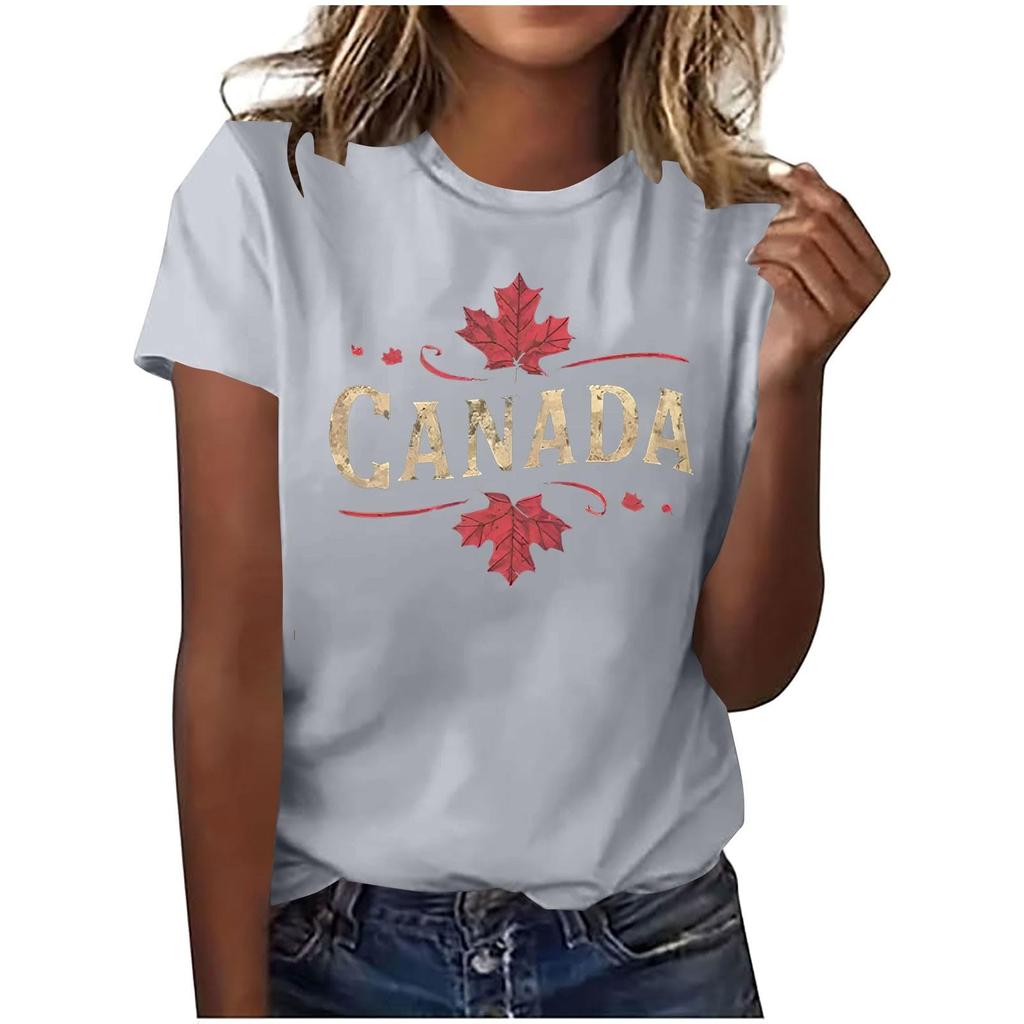 Women's Fashion Casual Maple Leaf Print Top