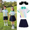 Primary School Summer Short Sleeve Uniform Set for Kindergarten & First Grade - Sports & Graduation Two-Piece Outfit