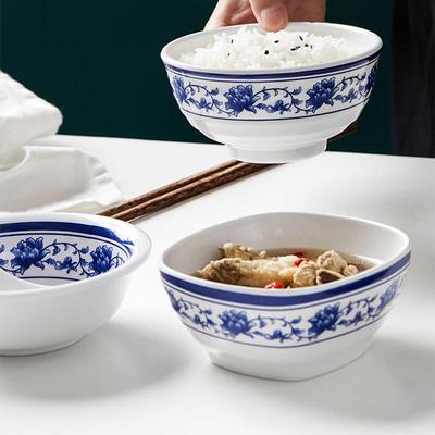 Bailaien Blue & White Melamine Rice Soup Bowl