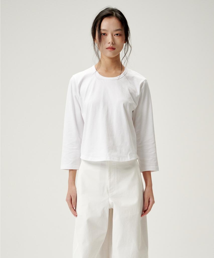 Linte Autumn Sleeve Basic T-Shirt White