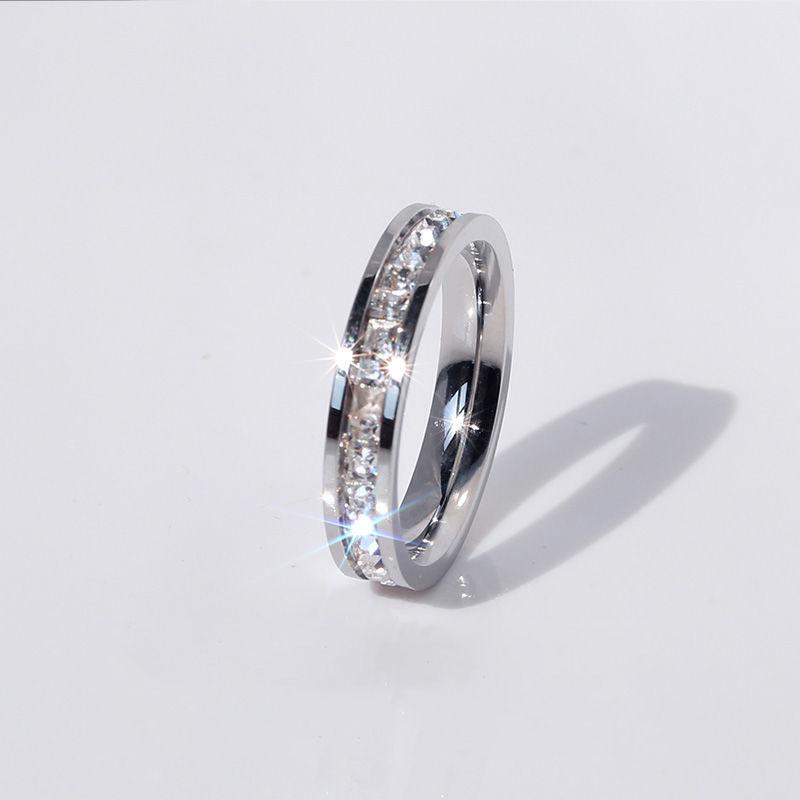 Klare Weiße Steine Hochzeit Damenring Edelstahl 1 und 2 Reihen Bling Zirkon Mode Partnerring Damen Schmuck