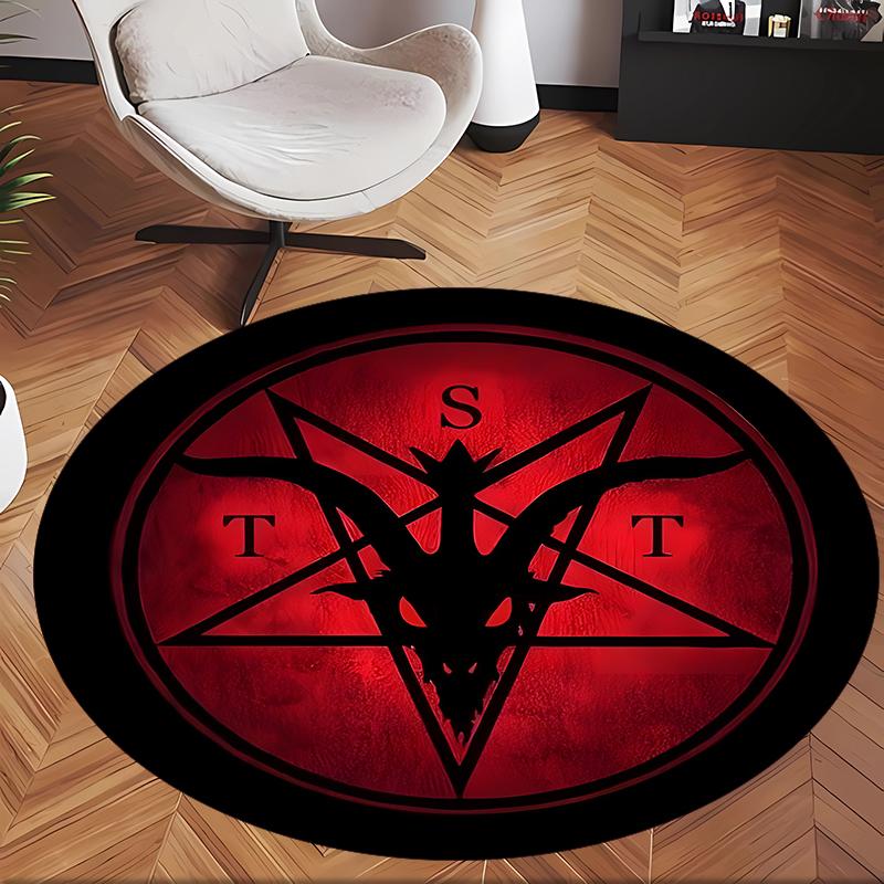 Satan Culture Horror Gothic (5) Round Office Rug Decorative Floor Rug for Office Bedroom Living Room and Home Space