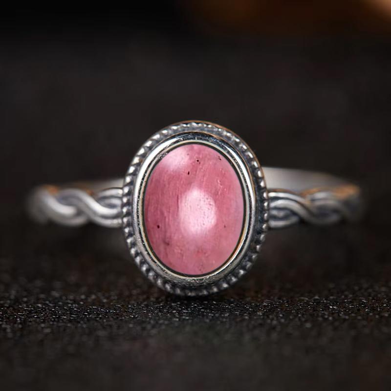 Pierścionek ze srebra sterlingowego z czarnym onykssem Vintage Prosty minimalistyczny styl Okrągły kształt Kamień naturalny Czarny pierścionek Biżuteria dla kobiet